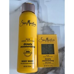 SheaMoisture Raw Shea Butter Deeply Moisturizing Body Wash 18oz & Bar Soap 8oz
